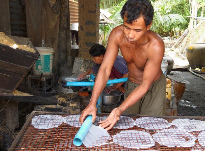 Feuilles de riz à Battambang