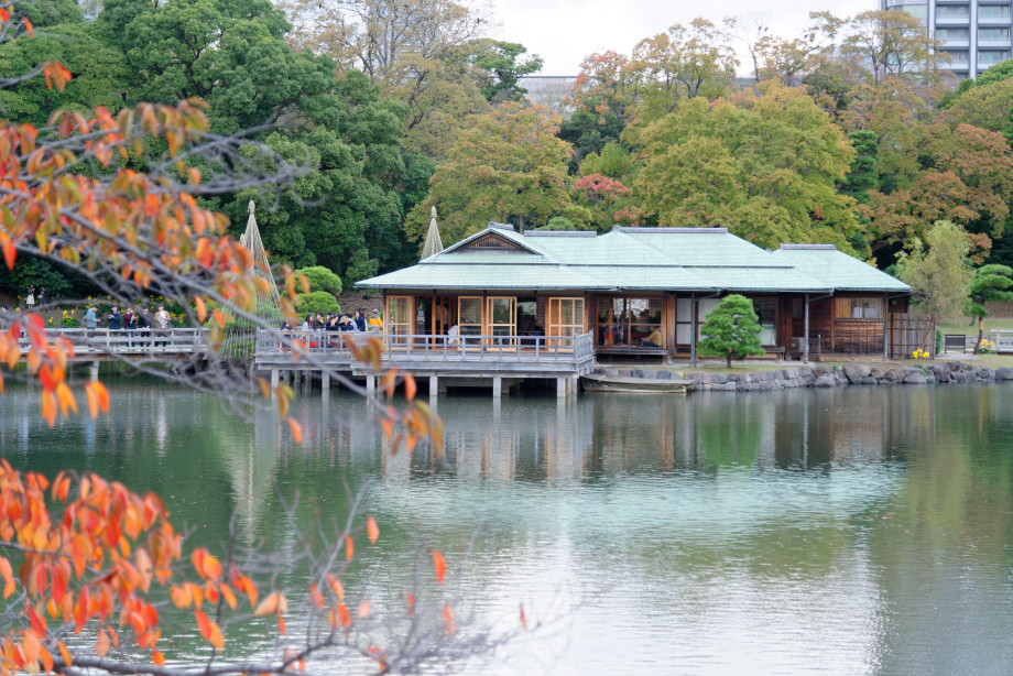 Tea house dans le jardin Hama-Rikyu