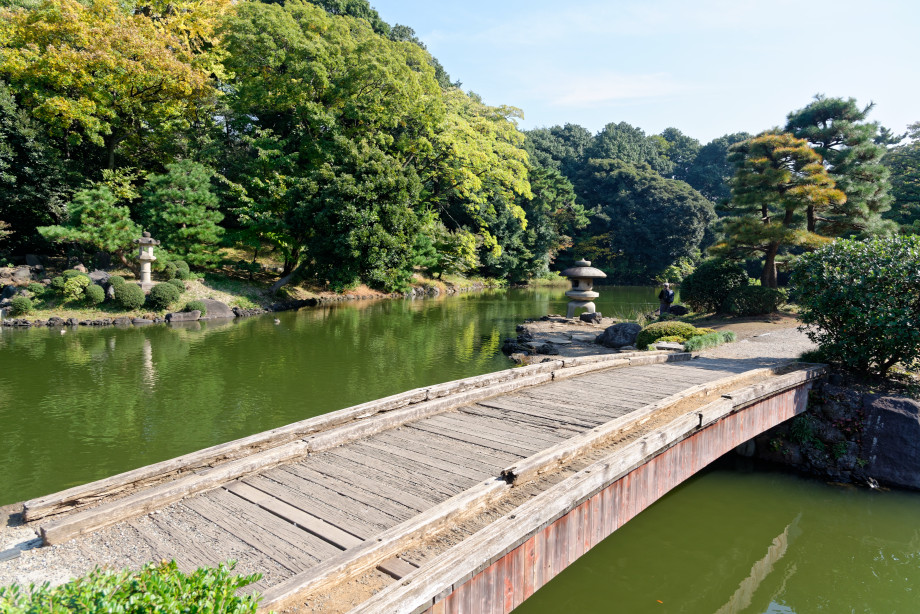 Etang au Shinjuku Gosen Park à Tokyo