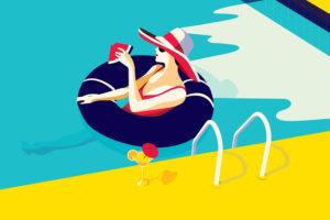 Illustration d'une femme dans une piscine